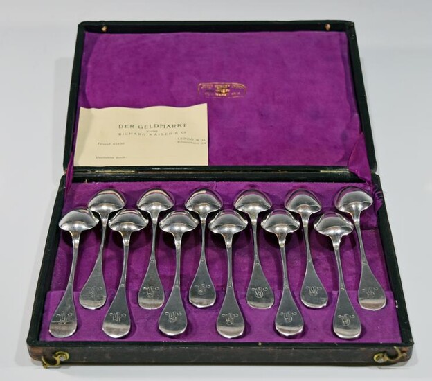 19th Century Cased Austrian Sterling Silver Spoon Set