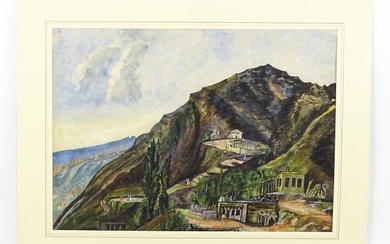 19th century, Anglo-Indian School, Watercolour, Mountain Hill Tribe Scene, An extensive mountain