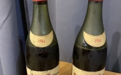 2 Bouteilles CHAMBOLLE-MUSSIGNY 1953 BOURGOGNE ROUVIERE FILS