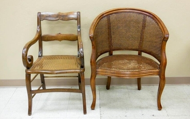 (2) Cane Seated Chairs, 19th & 20th C.