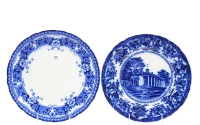 (2) Plates, Flow Blue