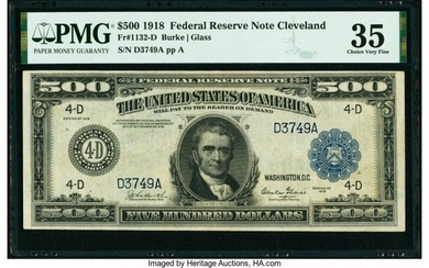 20066: Fr. 1132-D $500 1918 Federal Reserve Note PMG Ch