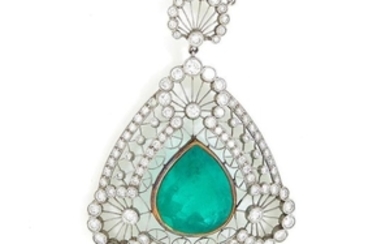 Belle Epoque emerald and diamond lavalier