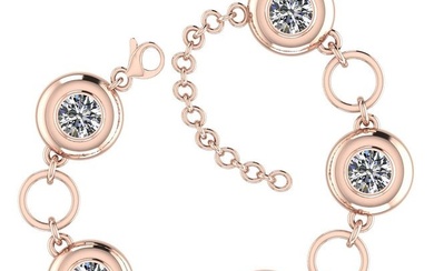 2.50 Ctw SI2/I1 Diamond Style Bezel Set 18K Rose Gold Tennis Bracelet