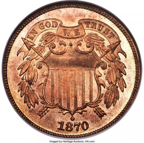 3066: 1870 2C PR66 Red NGC. This is a flashy brick-red