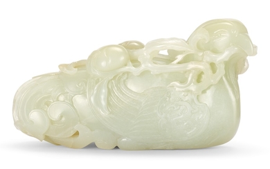 A LARGE WHITE JADE FIGURE OF A PHOENIX QING DYNASTY, 18TH CENTURY