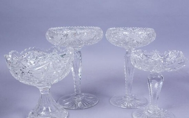 4 Assorted Stemmed Antique ABP Cut Glass Compotes