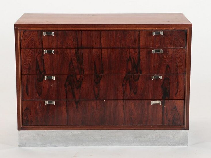 4 DRAWER ROSEWOOD AND CHROME BACHELORS CHEST 1970