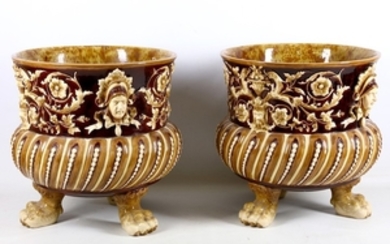 A pair of Majolica jardineres, late 19th or...