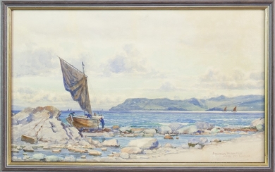 SANNOX FROM KINTYRE, A WATERCOLOUR BY PETER