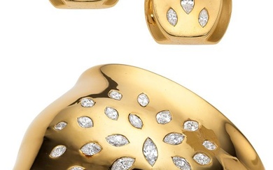 55066: Diamond, Gold Jewelry Suite Stones: Marquise-sh