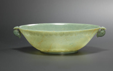 A mughal-style green jade bowl