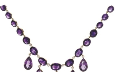 Amethyst and diamond necklace