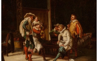 61066: Dutch School (19th Century) Tavern Scene Oil on