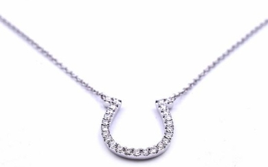 18k White Gold Diamond Horseshoe Necklace