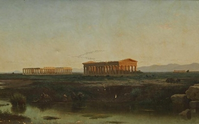 ACHILLE VERTUNNI, (Italian, 1826-1897), Paestum, oil on