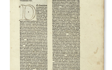 ALBERTUS MAGNUS. De mineralibus. [28] leaves. Gothic type. Folio, 288x206 mm, later stiff...