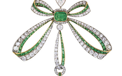 BELLE EPOQUE EMERALD, PEARL AND DIAMOND BROOCH