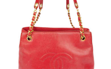 CHANEL - a vintage red Caviar leather handbag.