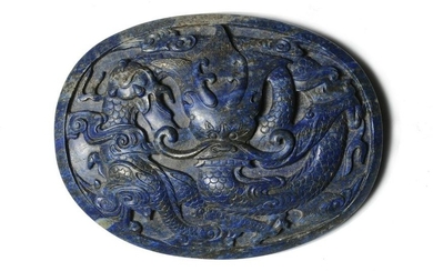 Chinese Lapis Plaque with a Dragon, 18th Century