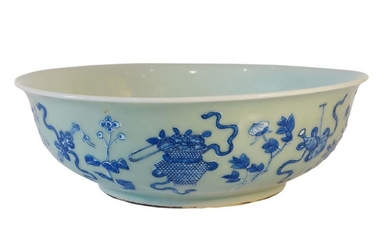 A Chinese porcelain underglaze blue and celadon...