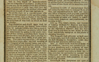 CONSTITUTION OF THE UNITED STATES AND WASHINGTON'S INAUGURAL ADDRESS., Thomas, Isaiah, Printer.