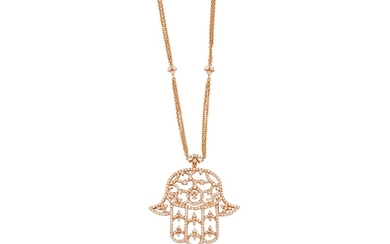 A diamond-set pendant necklace Designed as an openwork...
