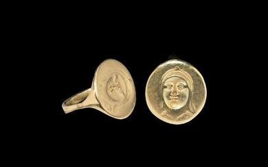 Greek Gold Ring with Veiled Face