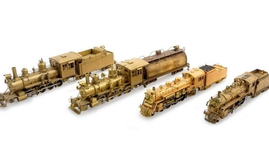 A Group of Four Brass Locomotive and Tenders
