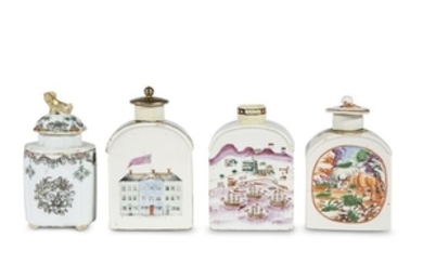 A group of four Chinese export porcelain tea caddies...