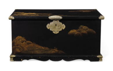 A JAPANESE BLACK AND GILT-LACQUER COFFER, 17TH/18TH CENTURY AND WITH EXTENSIVE RESTORATIONS TO THE LACQUER