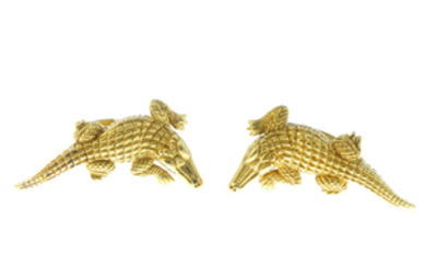 KIESELSTEIN-CORD - a pair of 18ct gold 'Alligator' cufflinks.