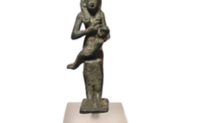 A large, well-preserved Egyptian bronze figure of Isis