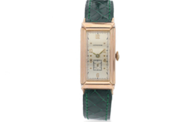 Longines. An unusual 14K Pink Gold Rectangular Wristwatch
