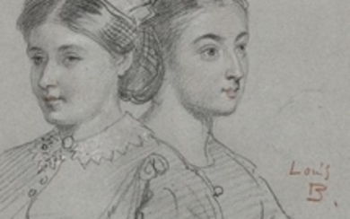 Louis BOULENGER Portrait de deux femmes Trois...