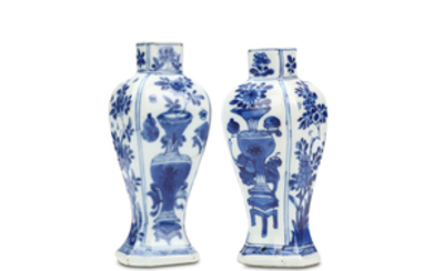 A NEAR PAIR OF CHINESE BLUE AND WHITE...