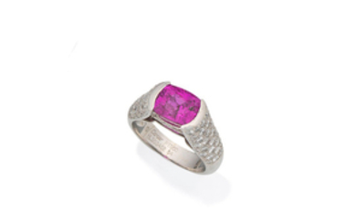 A pink sapphire and diamond ring,, by Cartier