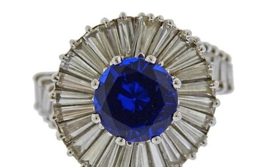 Platinum Diamond Blue Stone Cocktail Ring