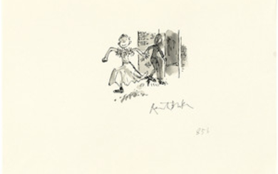 Quentin Blake (b. 1932), Lisa watches 'Denise' run out of the changing room