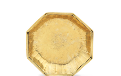 A rare early 18th century brass octagonal strawberry dish, French, circa 1720