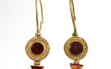 Roman Gold and Garnets Earrings, c. 1st Century A.D.