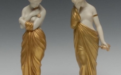 A pair of Royal Worcester figures, Joy and Sorrow, the