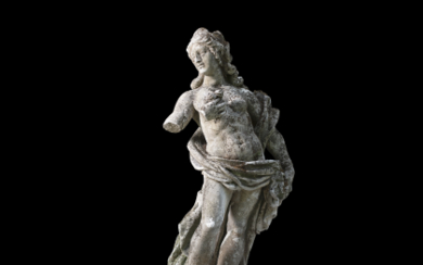 A sculpture in Vicenza stone depicting an allegorical female nude. Veneto, 18th century (h. cm 166 ca.) (losses and restorations)
