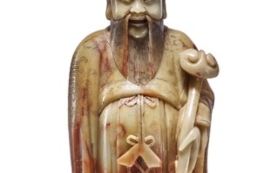 A SOAPSTONE FIGURE OF SHOULAO QING DYNASTY, 18TH CENTURY