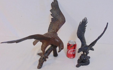 Two eagles, bronze & cast iron, cast iron eagle from
