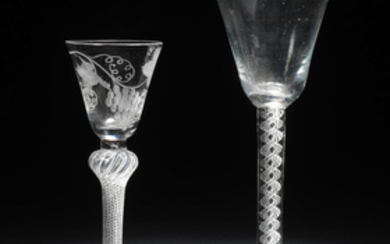 Two good airtwist wine glasses, circa 1760