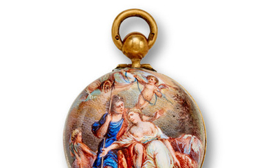 A Viennese enameled gold 17th century style verge watch
