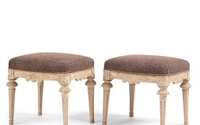 A pair of Gustavian stools, Stockholm, second part of the 18th century.