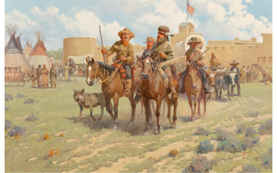 Robert Pummill (b.1936), Santa Fe Trappers Leaving Bent's Fort (circa 1840)