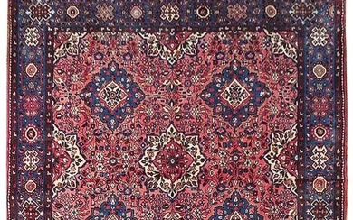 7 x 7 Red Fine Persian Lilihan Sarouk Rug